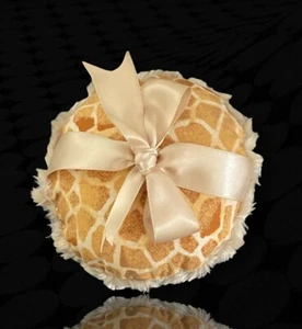 Applicatore Talco Polvere Corpo PUFF Grande 5” Giraffa Oro Marrone Pelliccia - Made In USA - Foto 1 di 5
