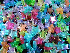 Beads Plastic Mix AB 11mm Stars 100g DIY Friendship Bracelets Jewellery - Picture 1 of 2