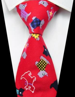 Nueva corbata de cuello con estampado animal rojo azul blanco 100 % algodón para hombre 3,15"" (8 cm) Foto 1 de 2