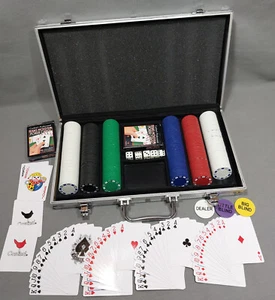 Cardinal's Texas Hold 'Em Tournament Poker Chip Card Game Set w/ Metal Case  - Picture 1 of 8
