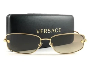 VINTAGE VERSACE MOD N33 RECTANGULAR GOLD FRAME SUNGLASSES 90'S MADE IN ITALY - Picture 1 of 12