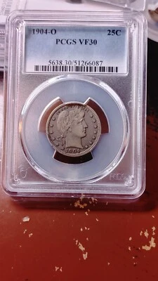 1904 O Barber Silver Quarter Dollar 25C PCGS VF30 Struck on Rotated Dies    5171 - Image 1 of 4