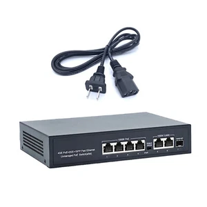 1000mbps 6 Port POE Switch IEEE802.3af/at 65W AC100-240V RJ45 Wide Compatibility - Picture 1 of 17