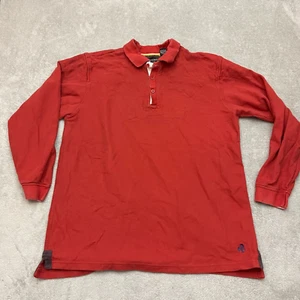 J Peterman Black Orange Quilted Rugby Soccer Pullover Shirt Mens L Cotton - Picture 1 of 9