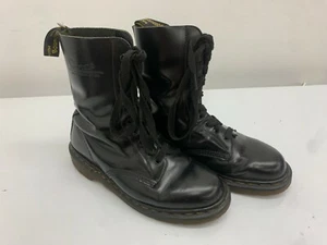 Dr Martens Boots, Black Shiny, Size 8UK, 10 Eyelet, Made in England Docs Rare - Picture 1 of 7