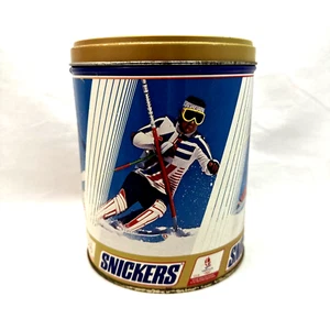 Vintage 1992 Snickers USA Winter Olympic Skiing Promotional Tin Canister Empty - Picture 1 of 11