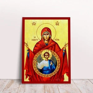 Panagia Theotokos with Jesus Platytera Greek byzantine orthodox icon handmade - Picture 1 of 2