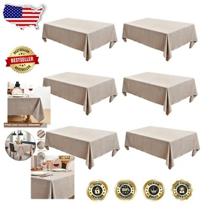 Versatile 6 Pack Neutral Faux Linen Tablecloths 60 x 120 inch for All Occasions - Picture 1 of 10