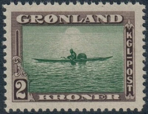 GREENLAND. 1945. #17. The American Issue. 2 Kr Eskimo in Kayak. VF MNH (PK2443) - Picture 1 of 1