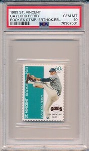 1989 St Vincent Rookies Stamp Gaylord Perry CA Earthquake Relief PSA 10 POP  1 !