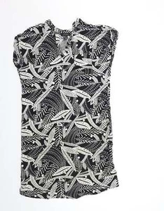 Atmosphere donna nero floreale cotone shift taglia 10 collo a V - Foto 1 di 12