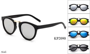 Girl Boy Kids Round Horned Flash Mirror Lens Vintage Fashion Sunglasses W/UV - Picture 1 of 9