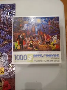 Bits and Pieces Haunted Halloween Village 1000 Pc Puzzle 100% Complete - Picture 1 of 4