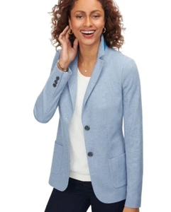 Talbots ABERDEEN KNIT BLAZER soft textured blue womenswear women’s 12P NWOT - Picture 1 of 14