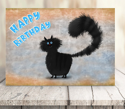 Bourbon Funny Cute Black Cat Greeting Card Humorous Birthday Greetings Cards • 3.59£