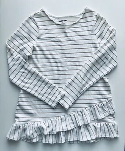 Land's End Girl's Metallic Striped Peplum Tunic Shirt Top Long Sleeve L 14 - Picture 1 of 6