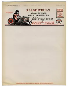 ARIZONA - R.M. MEMBRETE DE COMERCIANTE INDIO BRUCHMAN ILUSTRADO - WINSLOW - Imagen 1 de 1