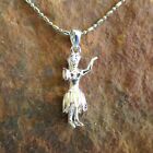 925K Sterling Silver One Tone Hula Doll Pendant Necklace Hawaii Jewelry Sp49401