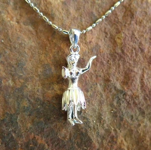925K Sterling Silver One Tone Hula Doll Pendant Necklace Hawaii Jewelry SP49401 - Picture 1 of 3