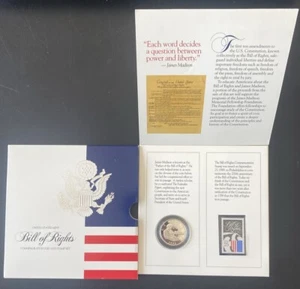 1993 Bill Rights C&S 2pc, Silver Half Dollar Proof Coin, 1989 Stamp, OGB & COA - Imagen 1 de 5