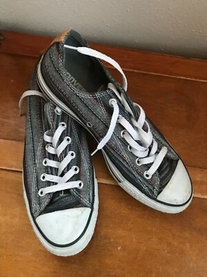 Converse Gray Heather w Red & Black Pin Stripe Canvas Basketball Tennis Shoes  - Image 1 of 4