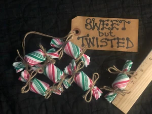 DLCC ~ FAUX Prim pep-o-mint Süßigkeiten 6er Set Ornamente Country Weihnachten DEKO - Bild 1 von 3