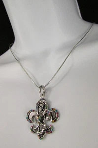 Women Silver Fashion Metal Necklace Rodeo Horse Western Boots Colorful Stones - Picture 1 of 12