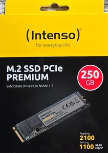Intenso Premium PCIe SSD 250 GB M.2 NVMe M.2/M-Key prestazioni di prima classe IMBALLO ORIGINALE - Foto 1 di 1