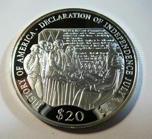Liberia 2006 $20 Ratification of U.S. Constitution $20 Proof Silver - Picture 1 of 2