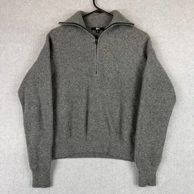 Женский свитер Uniqlo C джемпер средний серый чисто шерстяной на молнии с воротником - Изображение 1 из 4