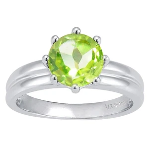 Solitär-Ehering 2,10 kt natürlicher Peridot im Rundschliff 14 kt Weißgold plattiert - Bild 1 von 6