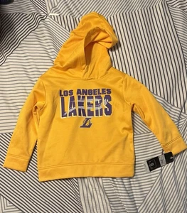 Felpa con cappuccio Los Angeles Lakers NBA bambino 2T pullover felpa giallo viola nuova con etichetta - Foto 1 di 3