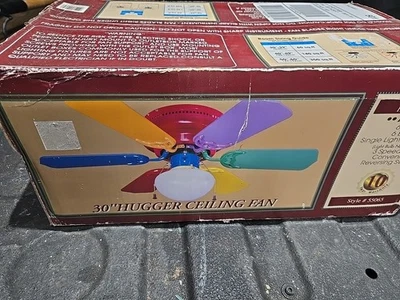 Home trends 30"Ceiling Fan Rainbow Blade Hugger NOS Sealed Box Multicolor Blades - Image 1 of 4