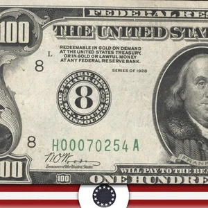 1928 $100 ST LOUIS NUMERICAL FRN Federal Reserve Note Fr 2150-H 70254 - Picture 1 of 3