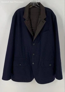 Ermenegildo Zegna Italy Blue Cashmere Wool Reversible Quilted Mens Jacket 2XL/56 - Picture 1 of 8