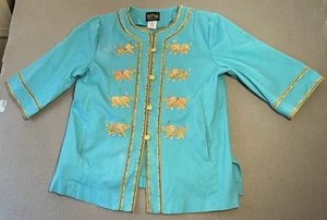 Bob Mackie Wearable Art Elephant Embroidered Jacket Large Boho Festival - Picture 1 of 8