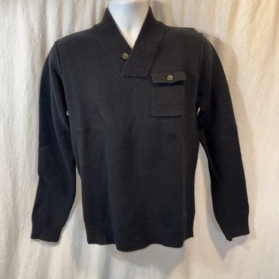 Gently Used Men’s Ben Sherman Lambswool Black Shawl Collar Sweater Small - Image 1 of 4
