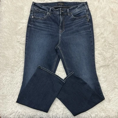 Pantalones de mezclilla elásticos lavados oscuros plateados Suki ajustados para mujer 14 grunge hipster Foto 1 de 4