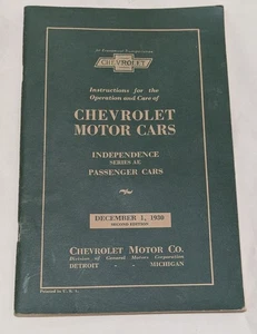 Folleto de instrucciones de operación y cuidado para autos Chevrolet, 1930 - Imagen 1 de 5