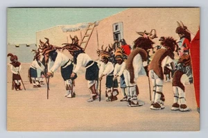 Pueblo Indians Rehearsing for Deer Dance, Vintagecard - Picture 1 of 2