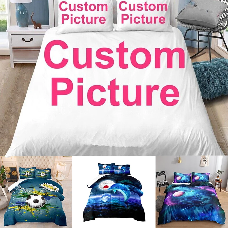 Juego de funda nórdica con patrón favorito personalizado doble queen king juego de cama funda de edredón Foto 1 de 3