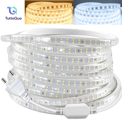 Striscia LED COB 220V Adesiva IP67 Impermeabile 2835 240led/m da Interno Esterno - Immagine 1 di 4