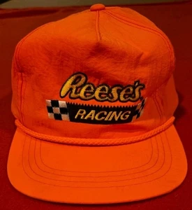 VINTAGE REESE'S RACING STICKEREI LOGO ORANGE SEIL DRUCKKNOPFLASCHE MÜTZE - Bild 1 von 10