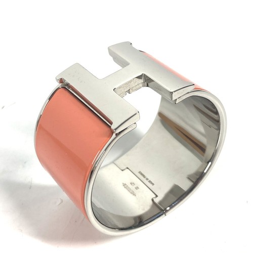 HERMÈS Bracciale HERMES Click Clack XL H Logo Arancione K x Argento Usatoo