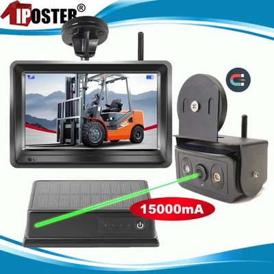 Wireless Laser Light Forklift Magnet 5000ma Camera +5" DVR Monitor 15000ma power - Image 1 of 4