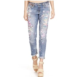 Ralph Lauren Polo Astor Boyfriend Jeans Gr. 26 Distressed Farbspritzer Denim - Bild 1 von 15