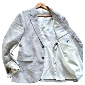 Zara Linen Jacket Gray Sz.L From Japan - Picture 1 of 10