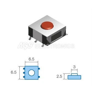 10 x Tact Switchs SMD 6.5 x 6.5mm, altezza totale 2.5mm TSW030 (10 pezzi) - Picture 1 of 1