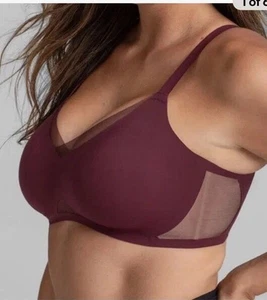 Reggiseno senza fili HONEYLOVE Crossover taglia 1 x fico (marrone) e coppe rimovibili a tuffo nudo - Foto 1 di 9