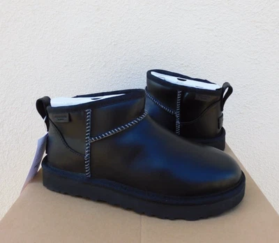 Botas UGG NEGRAS ULTRA MINI REGENERATE CUERO/LANA, MUJER US 6/ EUR 37 ~NUEVAS EN CAJA Foto 1 de 4